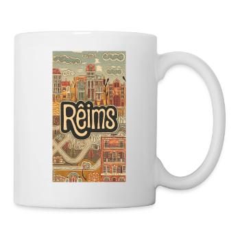 Reims Stadtbild Retro Illustration - Tasse - Weiß - Rechts