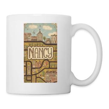 Paysage urbain de Nancy Rétro Carte Typographie - Mug blanc - blanc - Droite