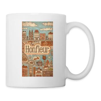 Honfleur Vintage Harbor Sketch France - Mug - white - Right