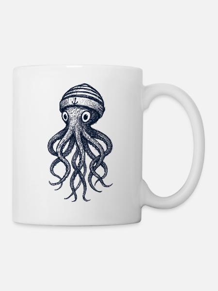Seemann Tintenfisch - Tasse - Weiß