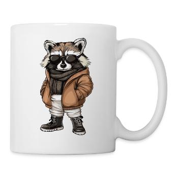 Waschbär Cool Winter - Tasse - Weiß - Rechts