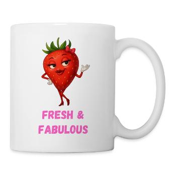  Erdbeere Dame - Charmant und fresh Karikatur  - Tasse - Weiß - Rechts