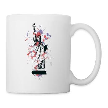 Freiheitsstatue im Farbenspritzer - Tasse - Weiß - Rechts