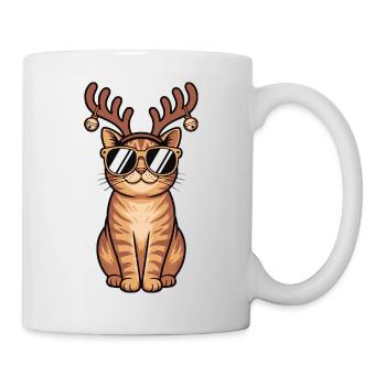 Katzen hirsch mit Sonnenbrille - Tasse - Weiß - Rechts