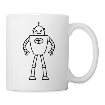 Roboter aus der Zukunft – KI Sci-Fi Nerd Shirt - Tasse - Weiß - Rechts