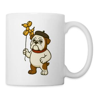 Bouledogue artistique tenant un chien ballon doré - Mug blanc - blanc - Droite