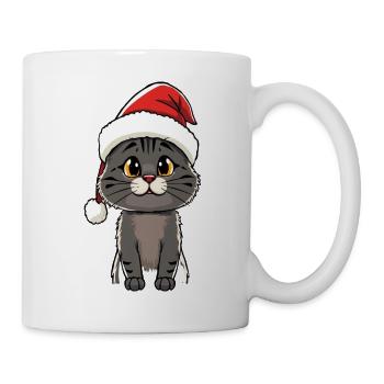 Cute Winter Cat with Santa Hat - Mug - white - Right