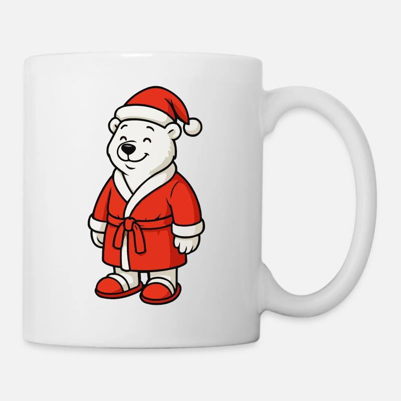Ours d’hiver en costume de Père Noël - Mug blanc - blanc