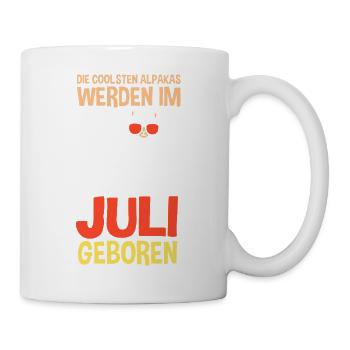 Juli Geburtstag Alpaka Spruch Lustig - Tasse - Weiß - Rechts