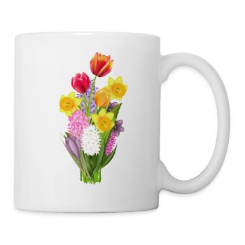 Colourful spring bouquet with tulips & daffodils - Mug - white - Right
