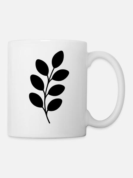 Schwarzsilhouette Blattzweig - Tasse - Weiß