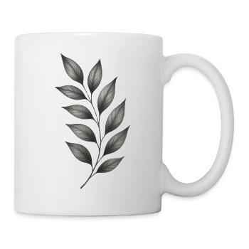 Gray Leaf Branches Botanical Minimal Lines - Mug - white - Right