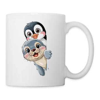 Süßer Pinguin Und Seehund Cartoon Für Kinder - Tasse - Weiß - Rechts