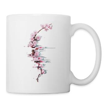 Glitch Kirschblüte moderner Blütenzweig - Tasse - Weiß - Rechts