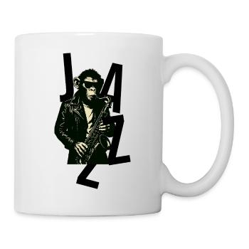 Saxophonaffe im Leder - Tasse - Weiß - Rechts