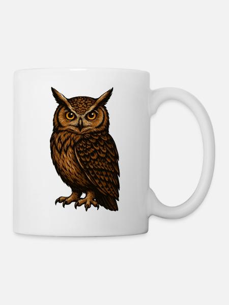 Braune Eulenblick - Tasse - Weiß