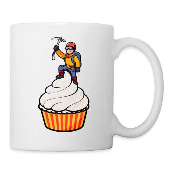 Mountaineer on Cupcake – Funny Cartoon Motif - Mug - white - Right