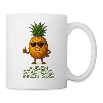 Außen Stachelig, Innen Süss Pineapple - Tasse - Weiß - Rechts