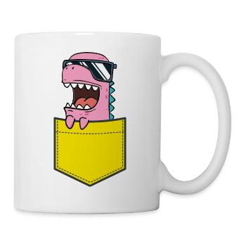Pinker Dino mit Sonnenbrille Kinder Baby Comic - Tasse - Weiß - Rechts