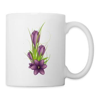 Delicate purple crocuses in elegant illustration - Mug - white - Right