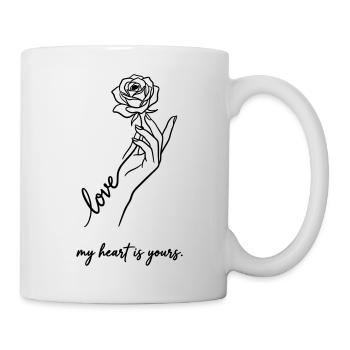 Mein Herz gehört dir – Valentine Rose Minimalist - Tasse - Weiß - Rechts