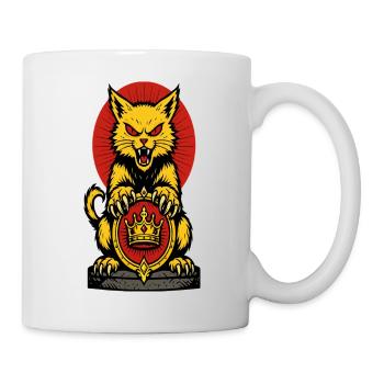 Chat Royal Sauvage tenant l’emblème de la couronne - Mug blanc - blanc - Droite