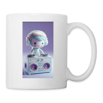 Pastell DJ Puppe am Turntable - Tasse - Weiß - Rechts