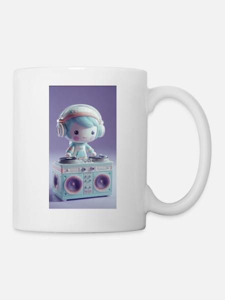 Pastel DJ Doll at Turntable - Mug - white