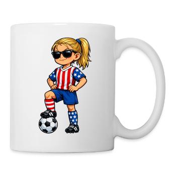 Fußball Mädchen USA Amerika Fan Amerikanisch - Tasse - Weiß - Rechts