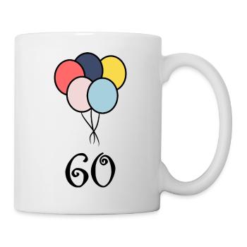 60. 60 JAHRE. 60-JÄHRIGES JUBILÄUM. 60. GEBURTSTAG. - Tasse - Weiß - Rechts