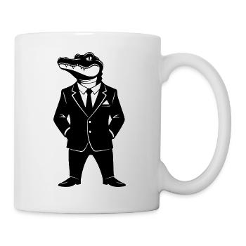 Crocodile en costume – Design animalier - Mug blanc - blanc - Droite