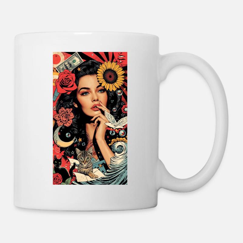 Motif floral pop-art coloré - Mug blanc - blanc