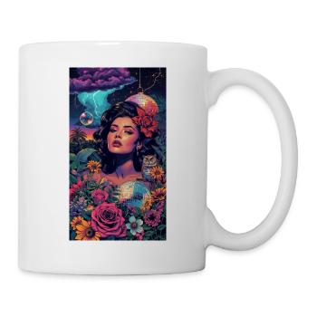Sirène florale néon - Mug blanc - blanc - Droite
