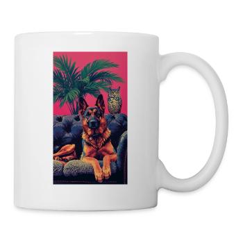 Neonhund und Eule in den Tropen - Tasse - Weiß - Rechts