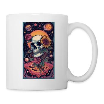 Schädel und Weltraumblume - Tasse - Weiß - Rechts