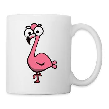 Cheerful Pink Flamingo Cartoon - Mug - white - Right