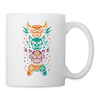 Neon Gamer Totem | Controller & Skull - Mug - white - Right