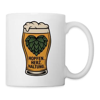  Hopfen Herz Haltung Craft Bier Liebhaber Motiv - Tasse - Weiß - Rechts