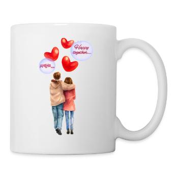 Happy Together – Romantische Aquarell-Illustration - Tasse - Weiß - Rechts