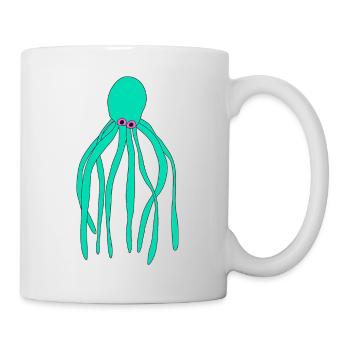 Turquoise Octopus Pop Art Print - Mug - white - Right
