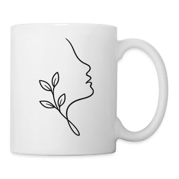 Line face with foliage - Mug - white - Right