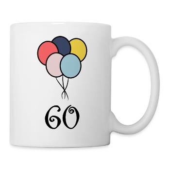60. 60 JAHRE. 60-JÄHRIGES JUBILÄUM. 60. GEBURTSTAG. - Tasse - Weiß - Rechts
