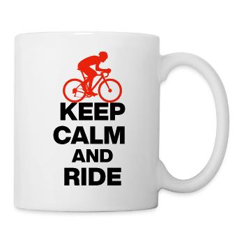 KEEP CALM AND RIDE! REENNRAD & PETON GESCHENK blak - Tasse - Weiß - Rechts