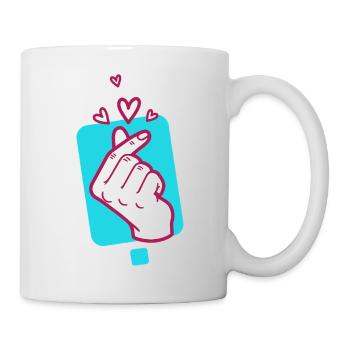 Kpop Doigt coréen en forme de cœur mignon Coréen Pop Amour - Mug blanc - blanc - Droite