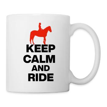 KEEP CALM AND RIDE, GALLOP WILD! REITEN PFERDE 🏇 - Tasse - Weiß - Rechts