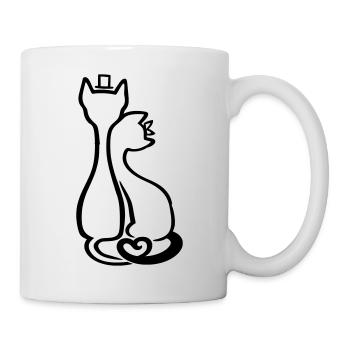 Art élégant du couple de chats | Style amour et romance - Mug blanc - blanc - Droite