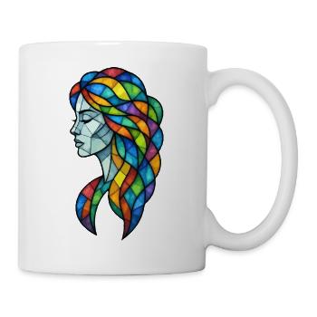 Femme aux vitraux colorés - Mug blanc - blanc - Droite