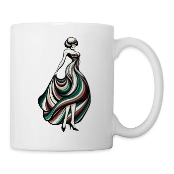 Dames silhouette en robe tourbillonnante - Mug blanc - blanc - Droite