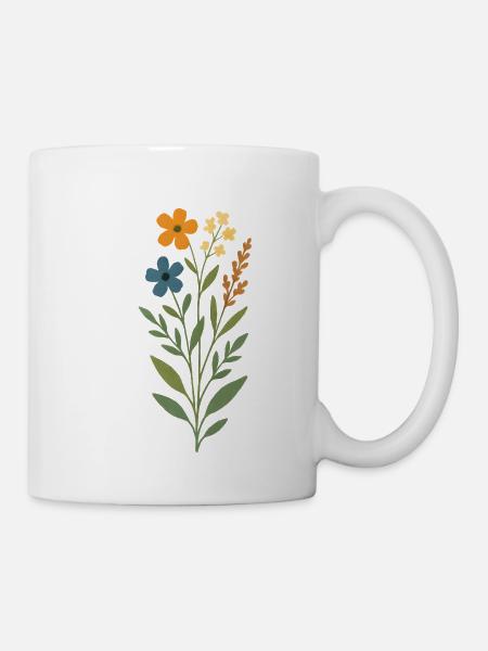 Wasserfarben Blumenstrauss - Tasse - Weiß