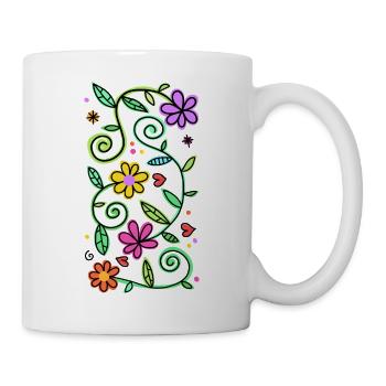 Dekorative Doodle-Gänseblümchen - Tasse - Weiß - Rechts
